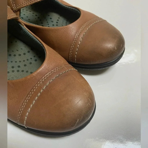 Ecco Glebe Tan Leather Mary Jane Hook Loop Strap Sandal Shoes Sz 38 - Picture 8 of 10